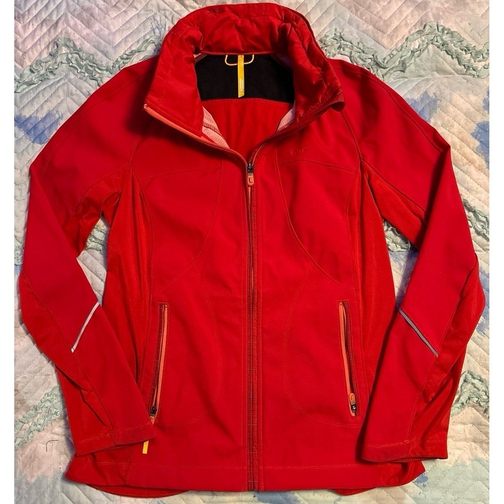 Lole Women's Red Lightweight Weatherproof Jacket with Zippered Hood, Medium